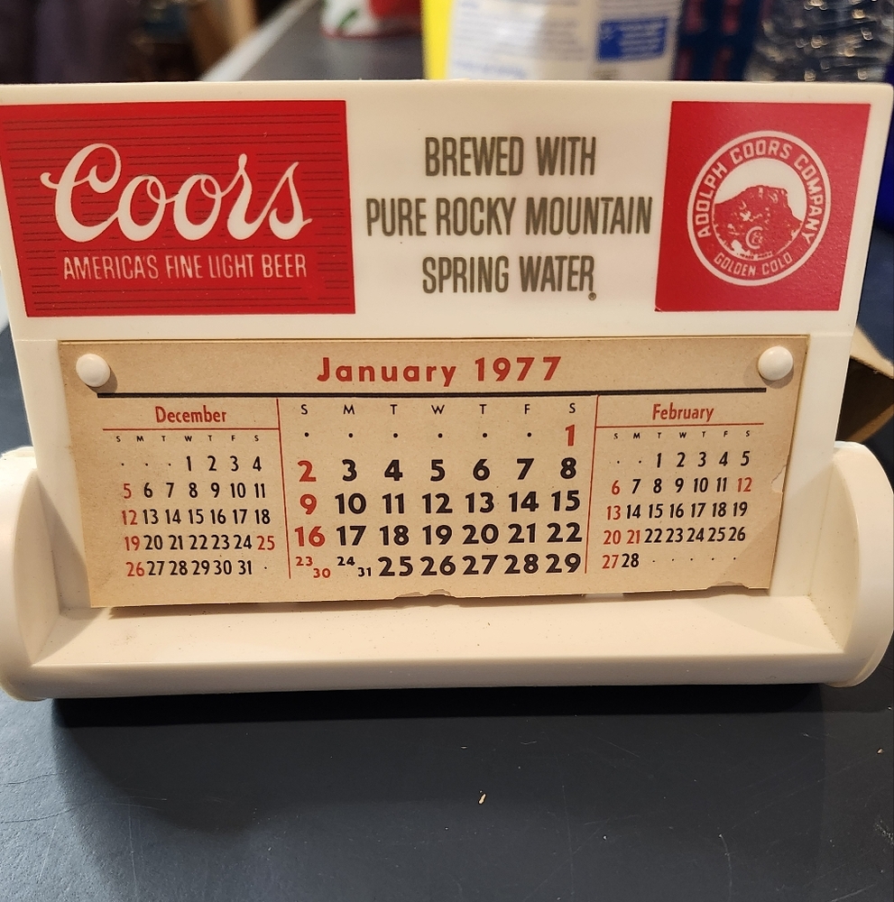 Vintage 1977 Coors Desk Calendar with Original Box